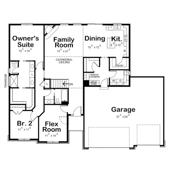 Country House Plan First Floor - Locklear Cottage Ranch Home 026D-1966 - Shop House Plans and More