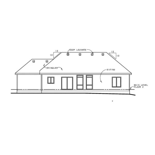 Country House Plan Rear Elevation - Locklear Cottage Ranch Home 026D-1966 - Shop House Plans and More