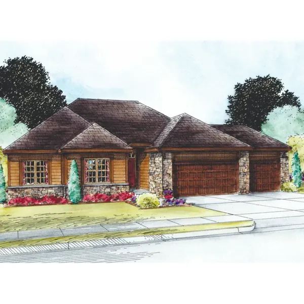 Traditional House Plan Front of Home - Locklear Manor Ranch Home 026D-1967 - Shop House Plans and More