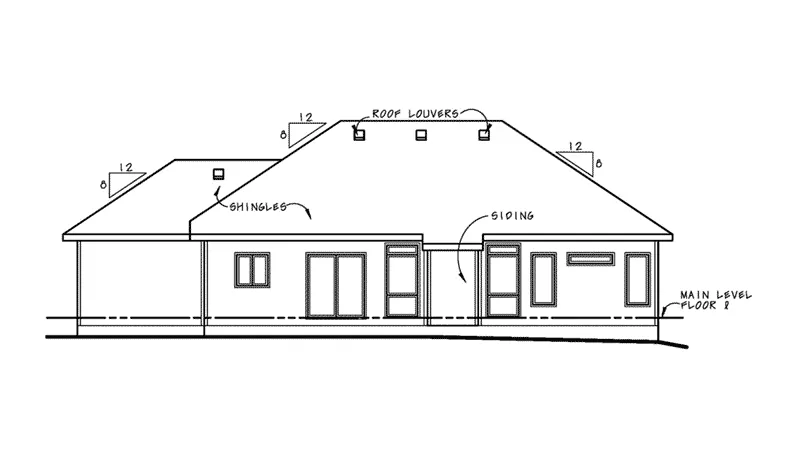 Ranch House Plan Rear Elevation - Locklear Manor Ranch Home 026D-1967 - Shop House Plans and More
