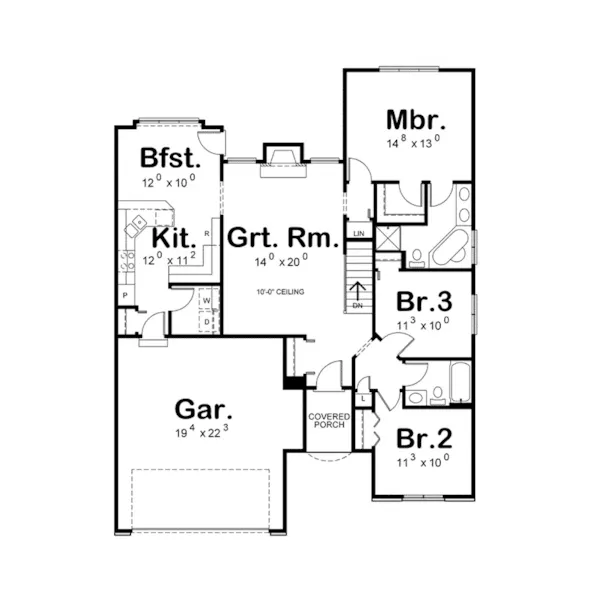 Ranch House Plan First Floor - Gabriel Bay Traditional Home 026D-1970 - Search House Plans and More