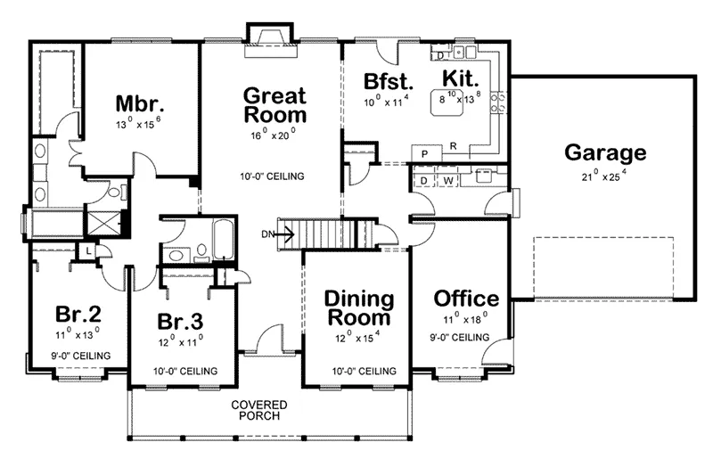 Ranch House Plan First Floor - Coopers Farm Ranch Home 026D-1972 - Search House Plans and More