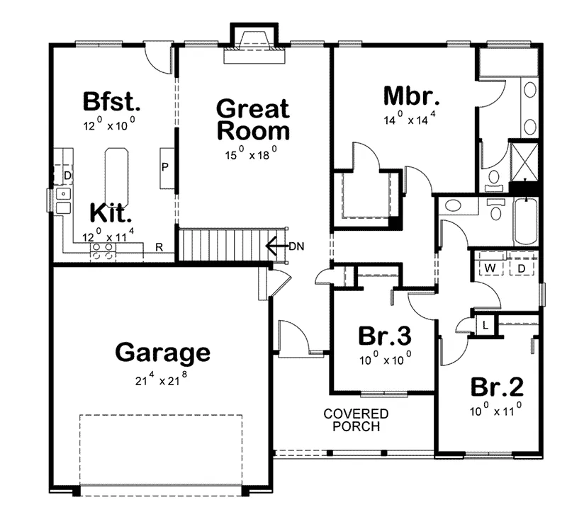 Ranch House Plan First Floor - Springvalley Traditional Home 026D-1973 - Shop House Plans and More