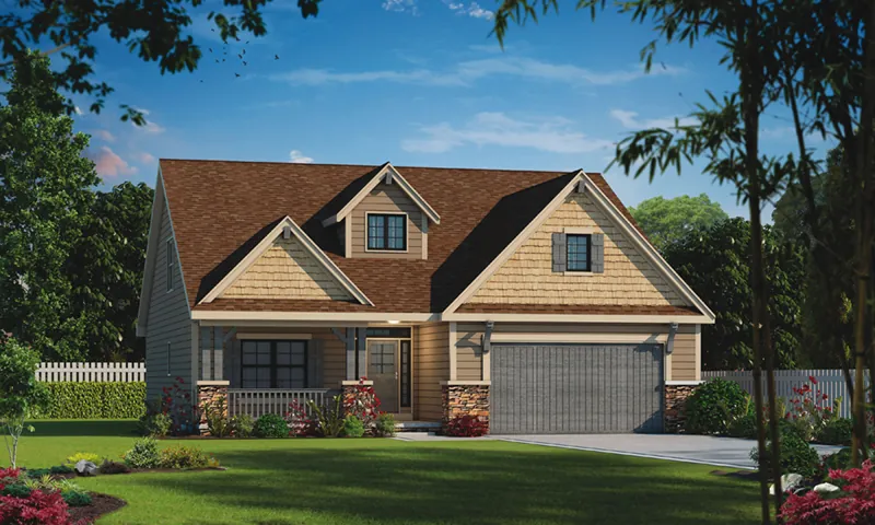 Arts & Crafts House Plan Front of Home - Cedar Grove Lane Ranch Home 026D-1976 - Search House Plans and More