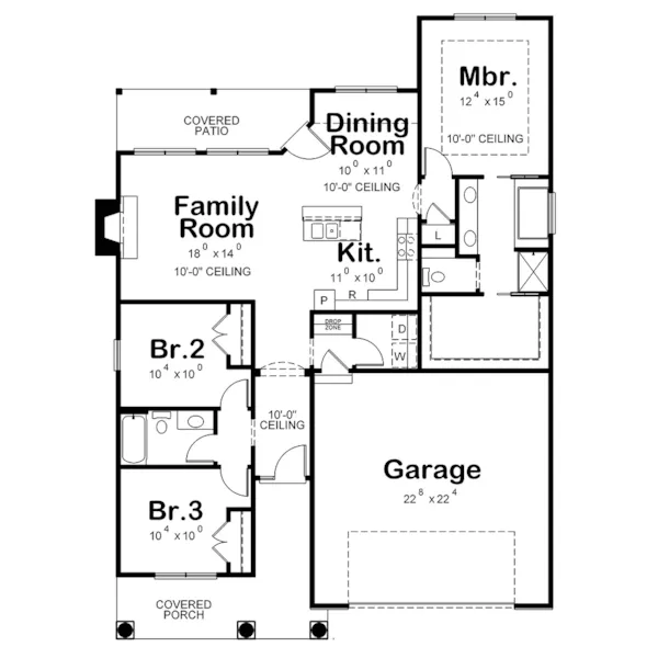 Ranch House Plan First Floor - Hemsworth Ranch Home 026D-1989 - Search House Plans and More