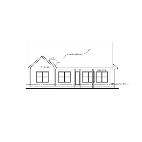 Ranch House Plan Rear Elevation - Hemsworth Ranch Home 026D-1989 - Search House Plans and More