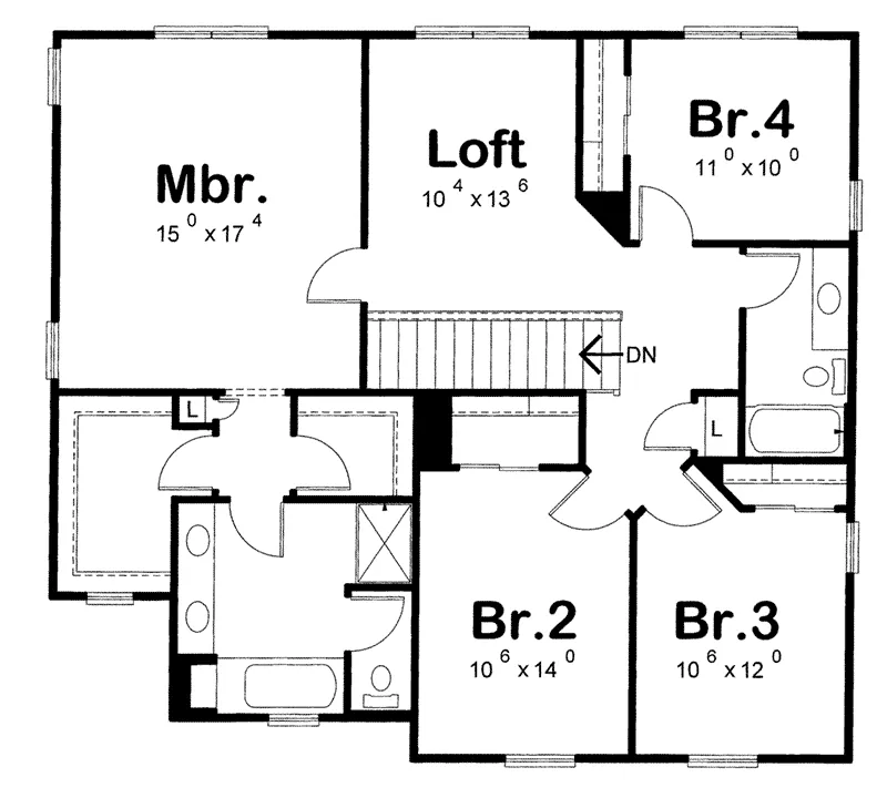 Sunbelt House Plan Second Floor - 026D-1990 - Shop House Plans and More
