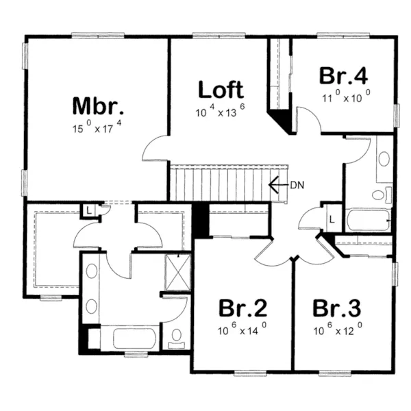 Country French House Plan Second Floor - Joella European Home 026D-1990 - Shop House Plans and More