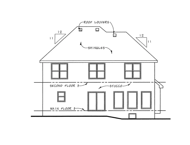 Sunbelt House Plan Rear Elevation - 026D-1990 - Shop House Plans and More