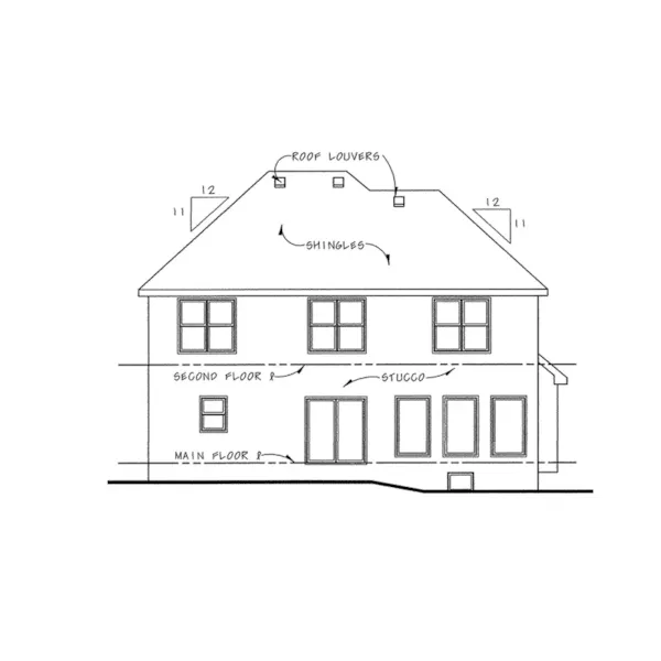 Country French House Plan Rear Elevation - Joella European Home 026D-1990 - Shop House Plans and More