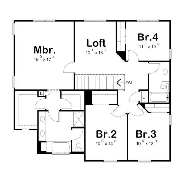 Arts & Crafts House Plan Second Floor - Meadow Point Craftsman Home 026D-1991 - Shop House Plans and More