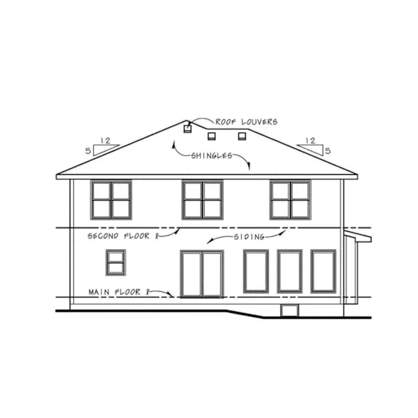 Arts & Crafts House Plan Rear Elevation - Meadow Point Craftsman Home 026D-1991 - Shop House Plans and More