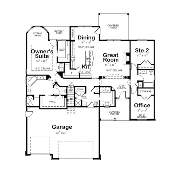 Arts & Crafts House Plan First Floor - Nesbit Canyon Craftsman Home 026D-1992 - Shop House Plans and More