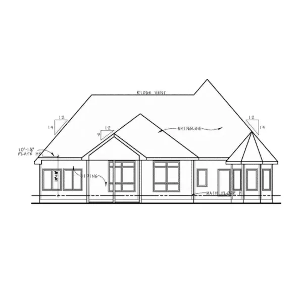 Rear Elevation - Pascal European Home 026D-1993 - Shop House Plans and More