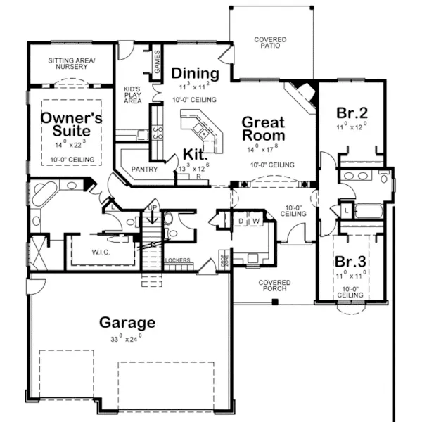 Traditional House Plan First Floor - Patti Lane Ranch Home 026D-1994 - Shop House Plans and More