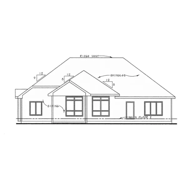 Traditional House Plan Rear Elevation - Patti Lane Ranch Home 026D-1994 - Shop House Plans and More