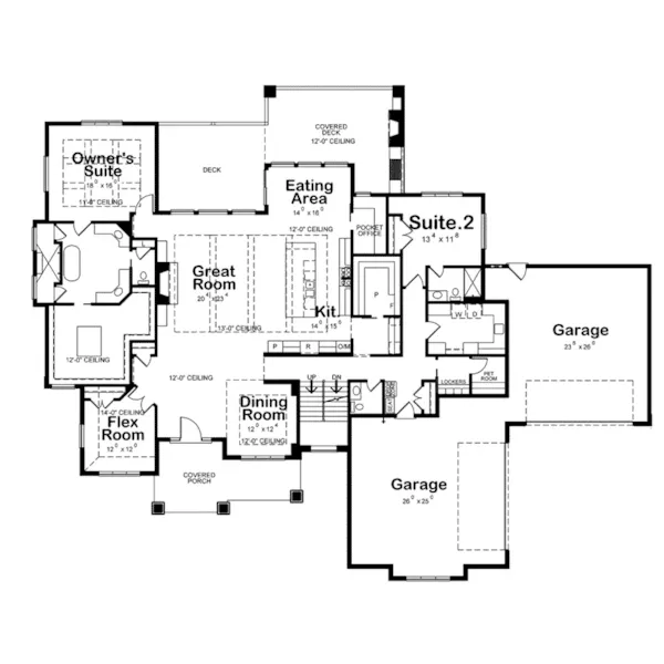 Craftsman House Plan First Floor - Ricci Luxury Home 026D-1996 - Shop House Plans and More