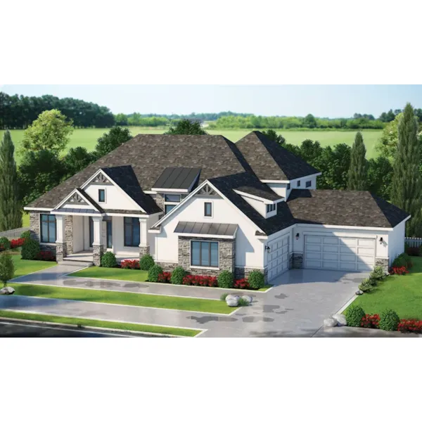 Craftsman House Plan Front of Home - Ricci Luxury Home 026D-1996 - Shop House Plans and More