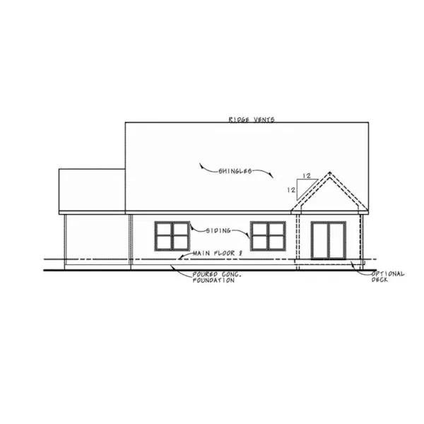 Rear Elevation - Lena Trail Ranch Home 026D-2002 - Shop House Plans and More