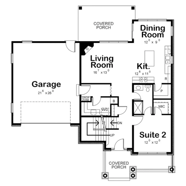 Shingle House Plan First Floor - Lemon Creek Craftsman Home 026D-2003 - Shop House Plans and More