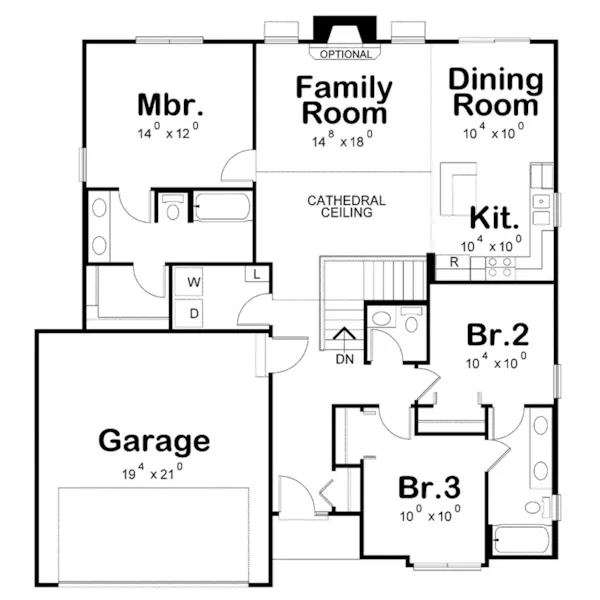 Ranch House Plan First Floor - Harvey Bay Ranch Home 026D-2005 - Shop House Plans and More