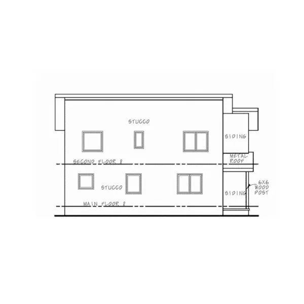 Beach & Coastal House Plan Left Elevation - Fabito Modern Two-Story Home 026D-2006 - Shop House Plans and More