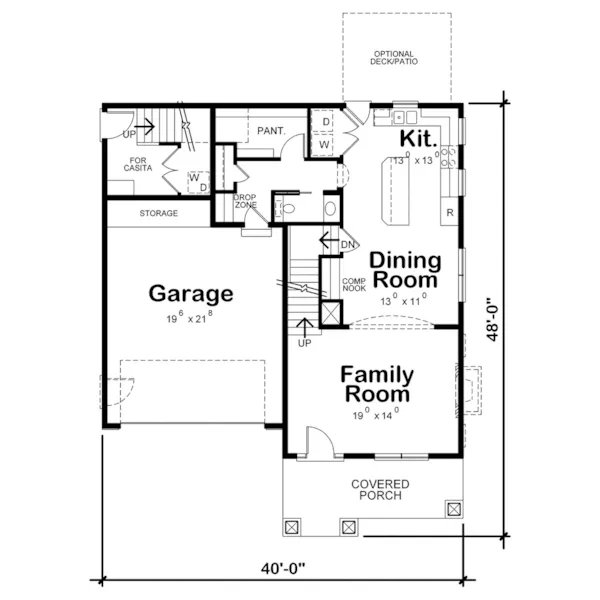 Arts & Crafts House Plan First Floor - Earhart Craftsman Home 026D-2007 - Search House Plans and More