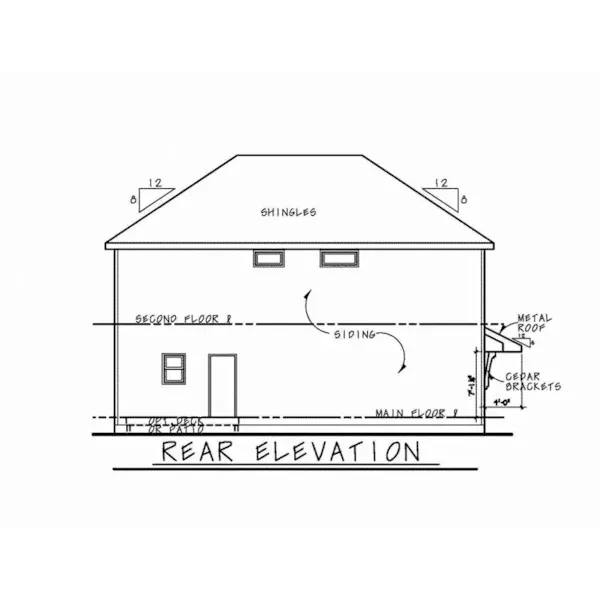 Arts & Crafts House Plan Rear Elevation - Earhart Craftsman Home 026D-2007 - Search House Plans and More