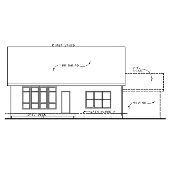 Ranch House Plan Rear Elevation - Wilmert Gable Traditional Home 026D-2023 - Shop House Plans and More