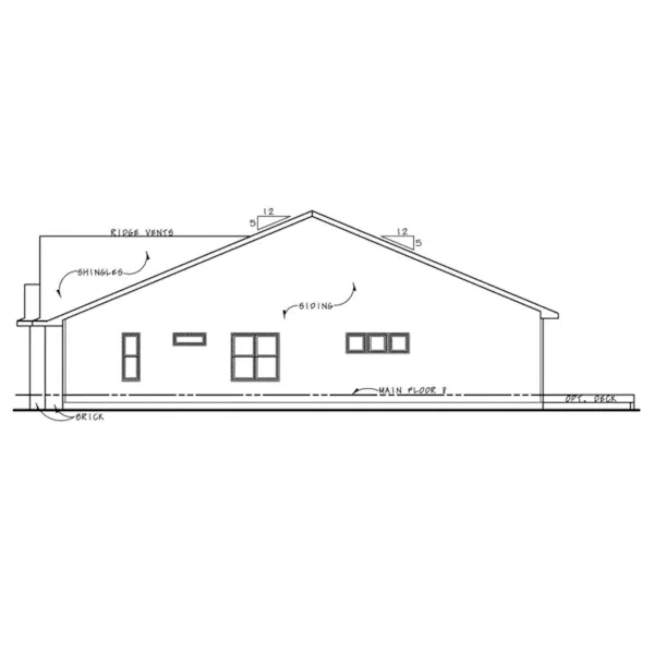 Ranch House Plan Right Elevation - Wilmert Gable Traditional Home 026D-2023 - Shop House Plans and More