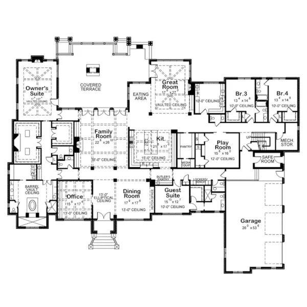 Luxury House Plan First Floor - Rocky Top Manor Luxury Home 026D-2024 - Shop House Plans and More