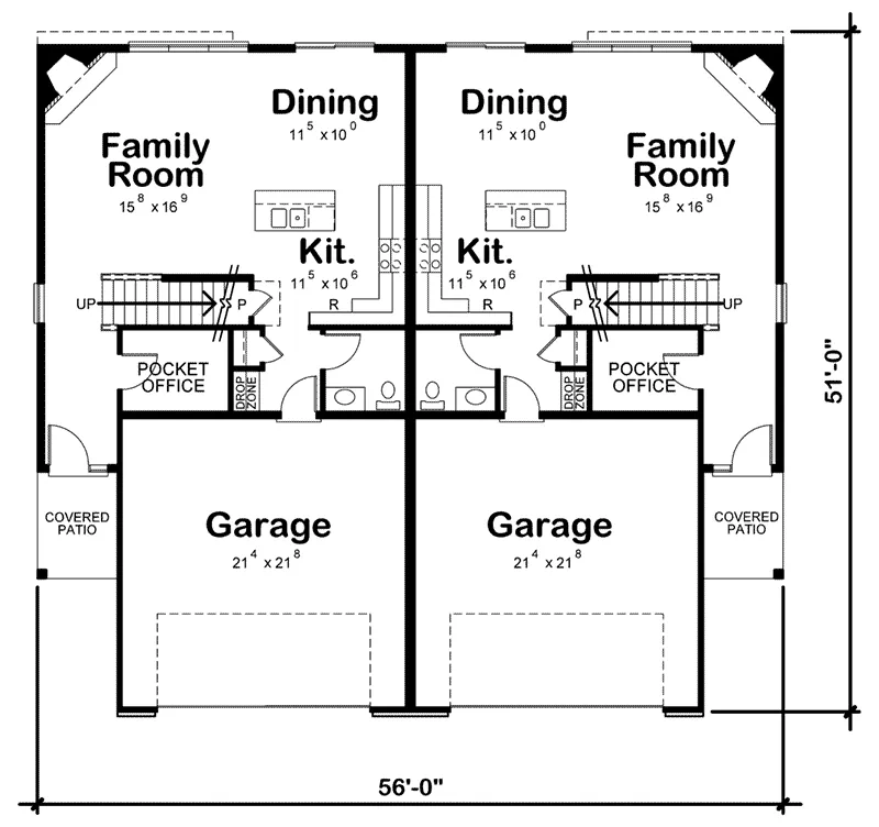 Traditional House Plan First Floor - Colbourne Springs Duplex 026D-2025 - Search House Plans and More
