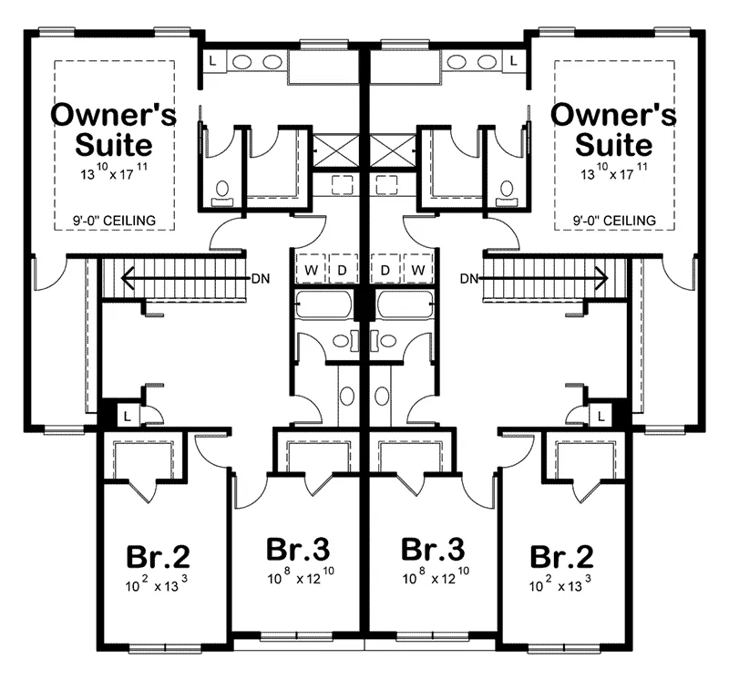 Traditional House Plan Second Floor - Colbourne Springs Duplex 026D-2025 - Search House Plans and More