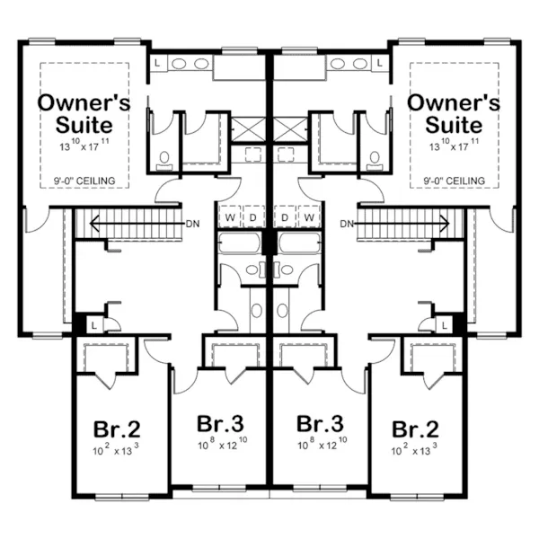 Multi-Family House Plan Second Floor - Colbourne Springs Duplex 026D-2025 - Search House Plans and More