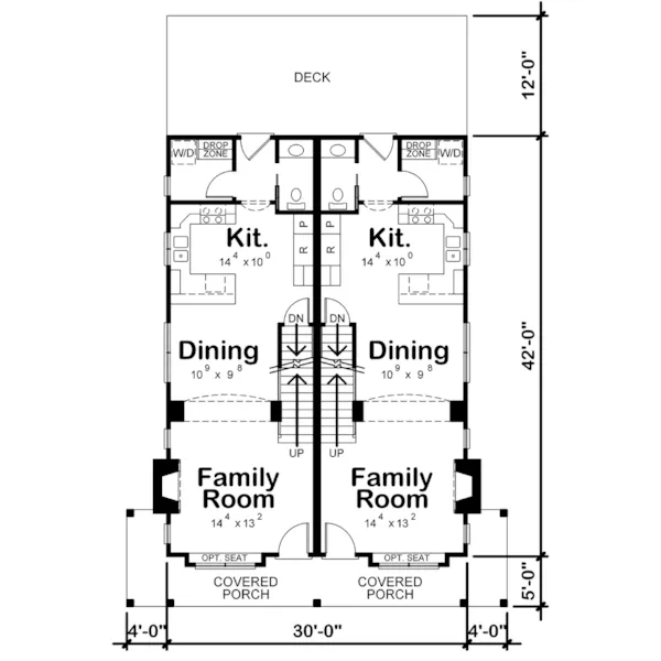 Shingle House Plan First Floor - Lynnae Country Duplex 026D-2027 - Shop House Plans and More