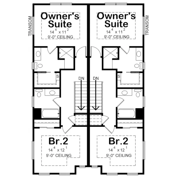 Shingle House Plan Second Floor - Lynnae Country Duplex 026D-2027 - Shop House Plans and More