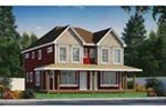 Arts & Crafts House Plan Front of Home - Lynnae Country Duplex 026D-2027 - Shop House Plans and More