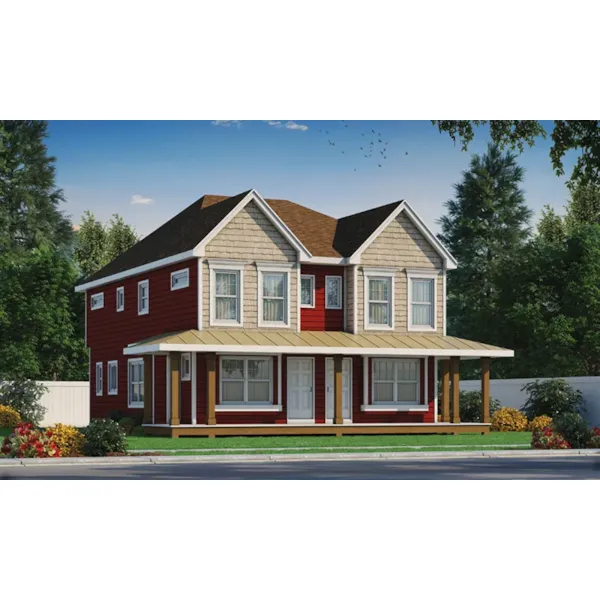 Shingle House Plan Front of Home - Lynnae Country Duplex 026D-2027 - Shop House Plans and More