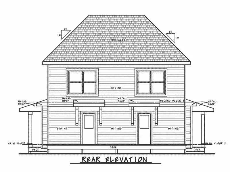 Arts & Crafts House Plan Rear Elevation - Lynnae Country Duplex 026D-2027 - Shop House Plans and More