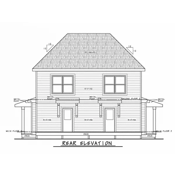 Shingle House Plan Rear Elevation - Lynnae Country Duplex 026D-2027 - Shop House Plans and More