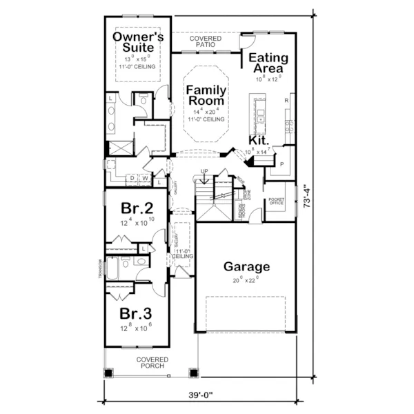 Cabin & Cottage House Plan First Floor - Honey Springs Craftsman Home 026D-2028 - Search House Plans and More