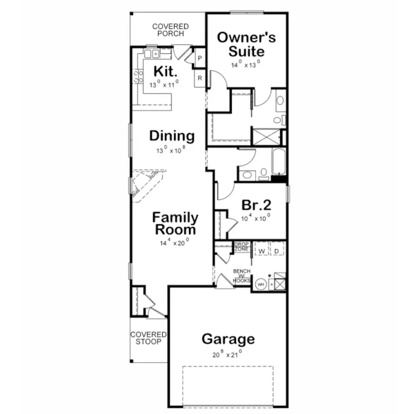 Ranch House Plan First Floor - Tilly Ranch Home 026D-2037 - Shop House Plans and More