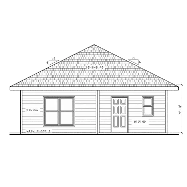 Ranch House Plan Rear Elevation - Tilly Ranch Home 026D-2037 - Shop House Plans and More