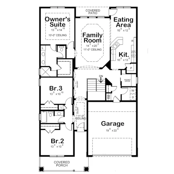 Country House Plan First Floor - Evans Landing Craftsman Home 026D-2040 - Shop House Plans and More