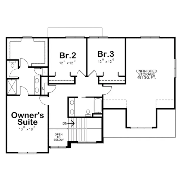 Traditional House Plan Second Floor - Shelburn Country Home 026D-2048 - Shop House Plans and More