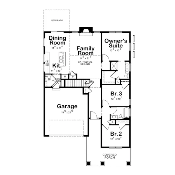 Craftsman House Plan First Floor - Mosby Trail Ranch Home 026D-2051 - Shop House Plans and More