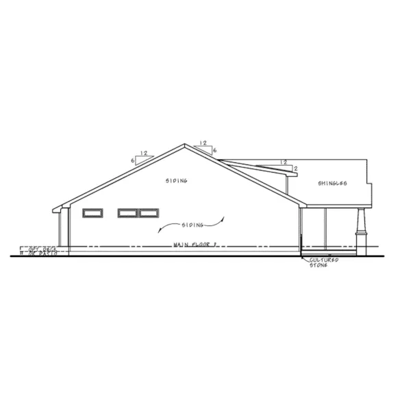 Craftsman House Plan Left Elevation - Mosby Trail Ranch Home 026D-2051 - Shop House Plans and More