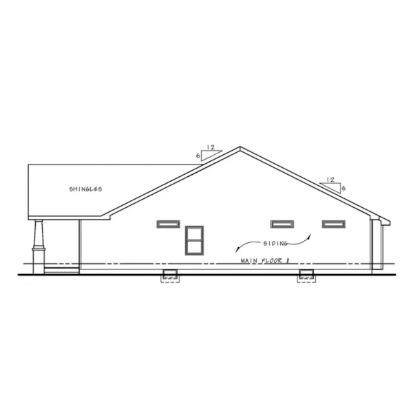 Craftsman House Plan Right Elevation - Mosby Trail Ranch Home 026D-2051 - Shop House Plans and More