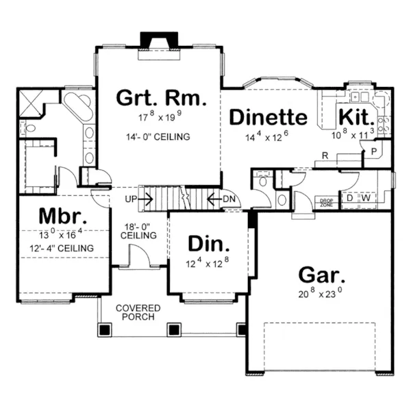 Arts & Crafts House Plan First Floor - Gerber Bay Traditional Home 026D-2057 - Shop House Plans and More