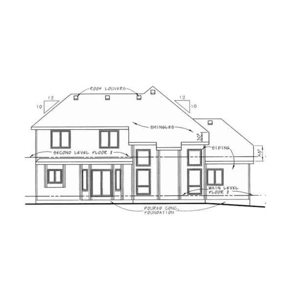 Arts & Crafts House Plan Rear Elevation - Gerber Bay Traditional Home 026D-2057 - Shop House Plans and More